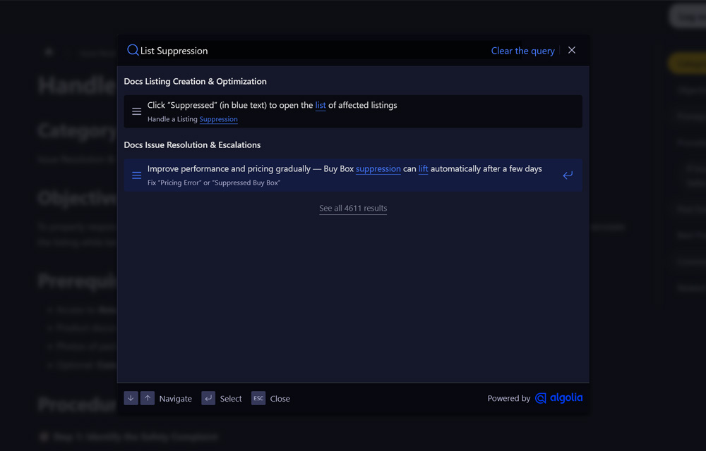 Searching ZipTopic for a listing suppression